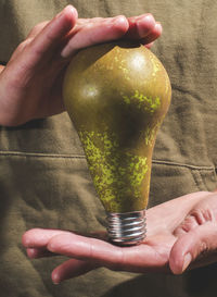 Midsection of woman holding light bulb shape fruit