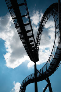 Low angle view of spiral staircase against sky