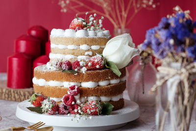 Close-up of cake on table