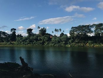 Scenic view of lake against sky