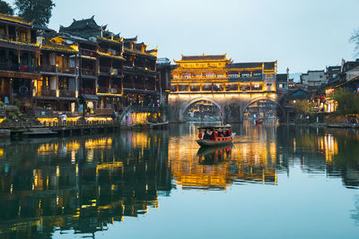 Reflection of buildings in river