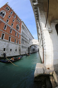 Bridge over canal in city