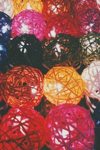 Close-up of multi colored lanterns