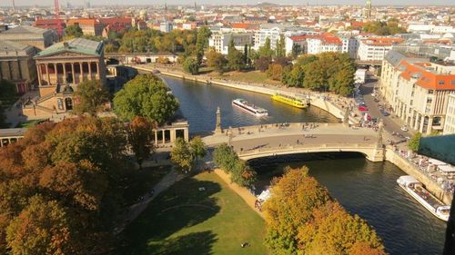 Aerial view of bridge over river