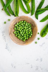 High angle view of vegetables in bowl on table