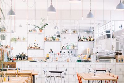 Empty chairs in restaurant