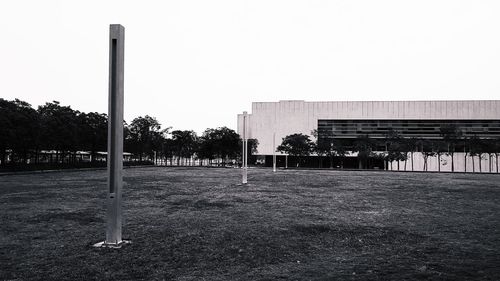 View of soccer field against clear sky