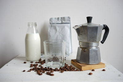 Close-up of coffee served on table