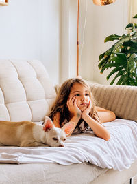 Portrait of woman with dog