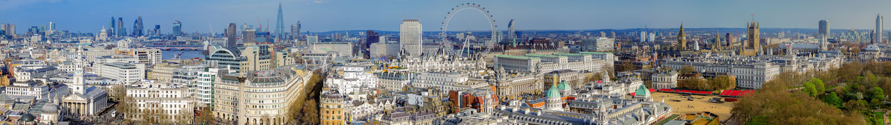 High angle view of cityscape against sky