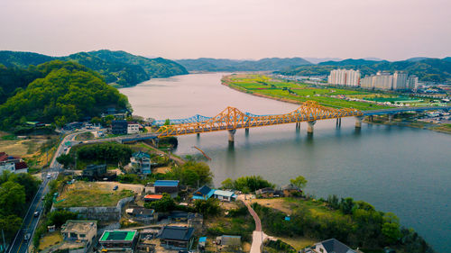 High angle view of bridge over river in city