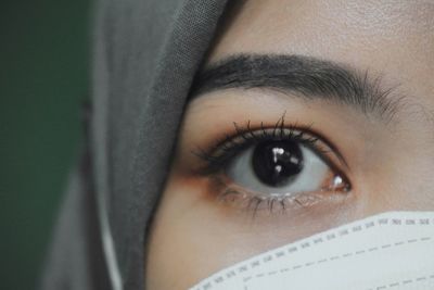 Close-up of woman wearing mask