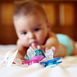 Close-up of pacifiers