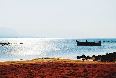 Scenic view of sea against clear sky