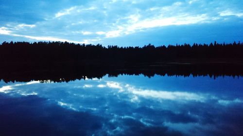 Reflection of clouds in calm lake