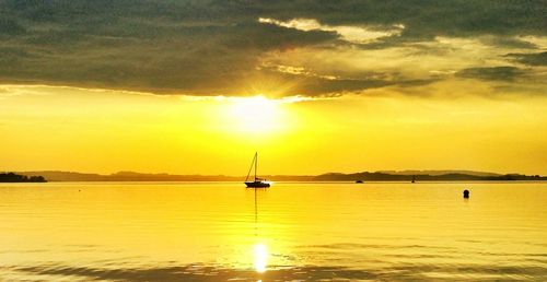 Scenic view of sunset over sea