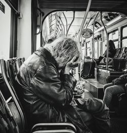 Man sleeping in train