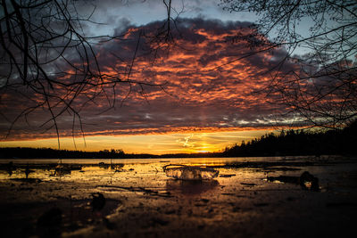 Scenic view of dramatic sky during sunset