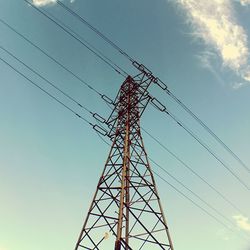 Low angle view of electricity pylon
