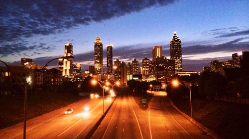 Illuminated city at night