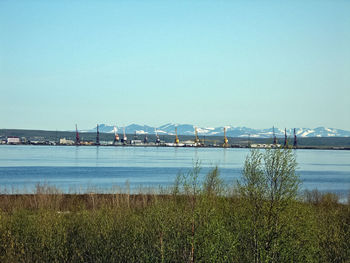 Scenic view of sea against clear sky