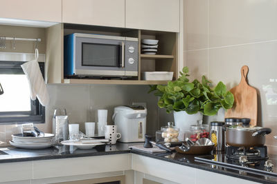 View of kitchen counter at home