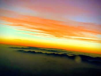 Scenic view of dramatic sky during sunset