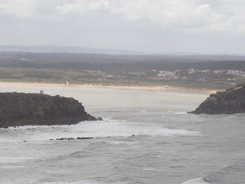 Scenic view of sea against cloudy sky