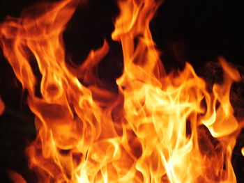 Close-up of bonfire at night