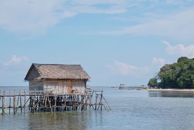 House by sea against sky