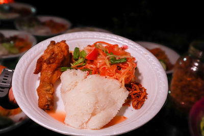 Close-up of meal served in plate