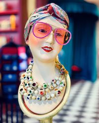 Close-up of mature woman wearing mask