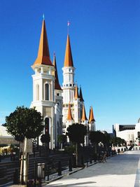 Church against clear blue sky