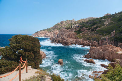 Scenic view of sea against clear sky