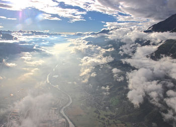 Aerial view of clouds over landscape