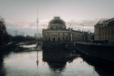 Reflection of buildings in river