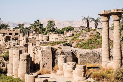 Egyptian temple walls and pillars.