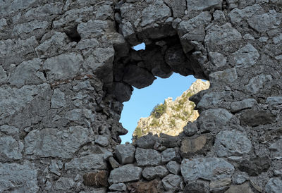 Low angle view of rock formation