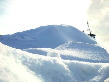 Scenic view of snow covered mountains