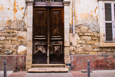 Closed door of old building