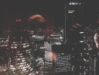 View of illuminated cityscape at night