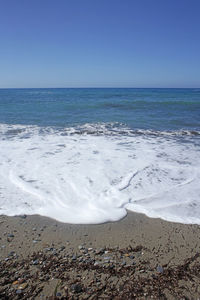 Scenic view of sea against clear sky