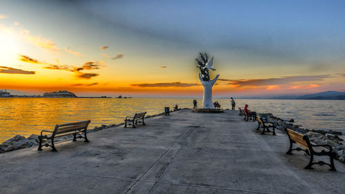 Scenic view of sea against sky during sunset