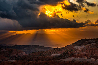 Scenic view of dramatic sky during sunset