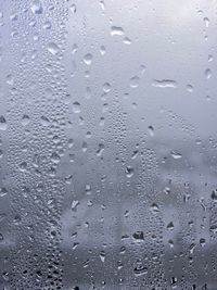 Full frame shot of raindrops on window