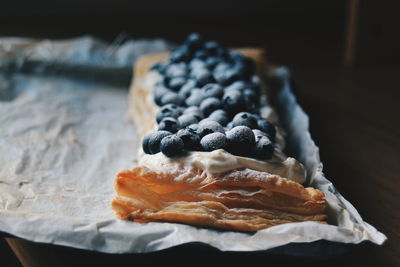 Close-up of dessert in plate on table