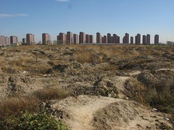 Scenic view of landscape against clear sky