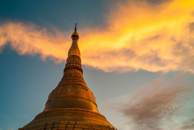 Low angle view of temple building against sky