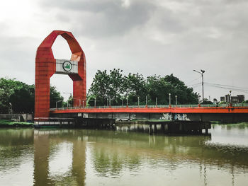 Bridge over river against sky