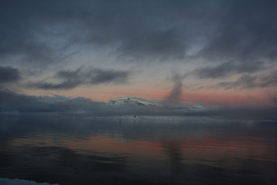 Scenic view of sea against sky at sunset